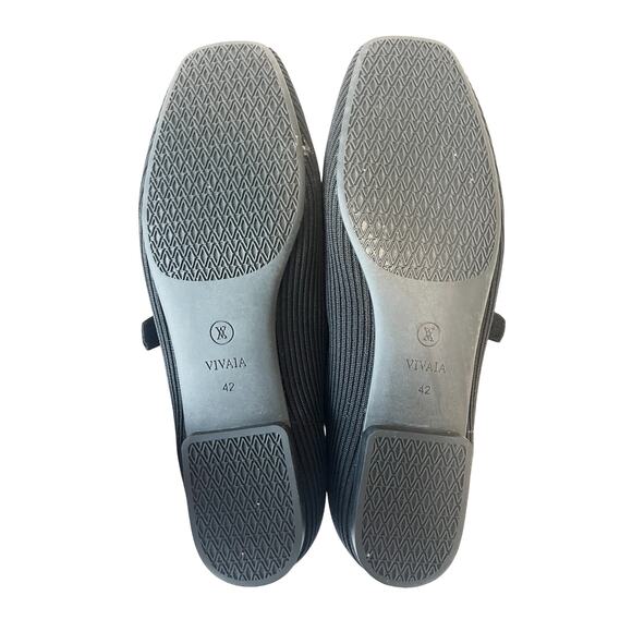 Vivaia Margot Mary Jane Flats Black Square Toe Eco Knit Size 42 US Women 10.5 - Picture 3 of 10